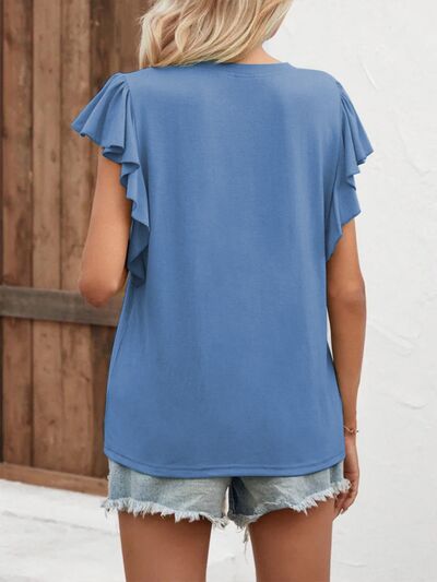 Notched Cap Sleeve T-Shirt Shop One Place