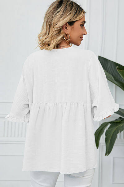 Peplum V-Neck Half Sleeve T-Shirt Shop One Place