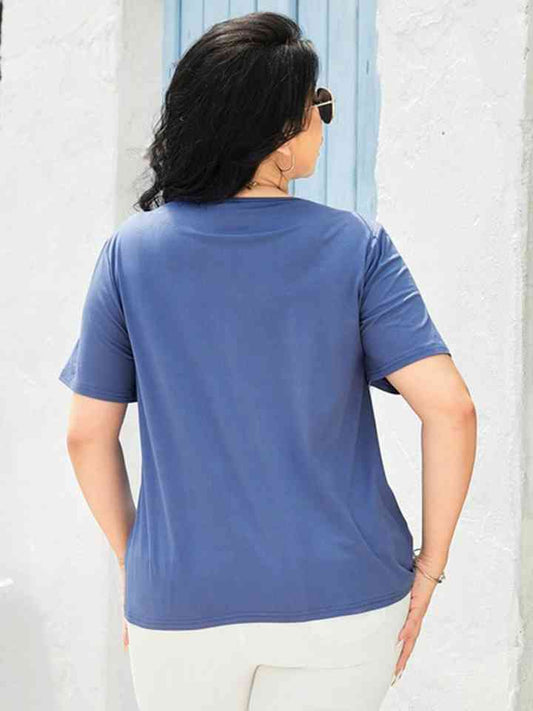 Plus Size Cutout Short Sleeve Top Shop One Place