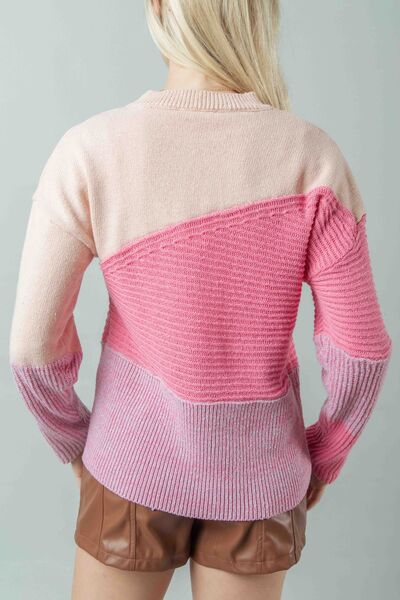 Very J Color Block Long Sleeve Sweater Shop One Place