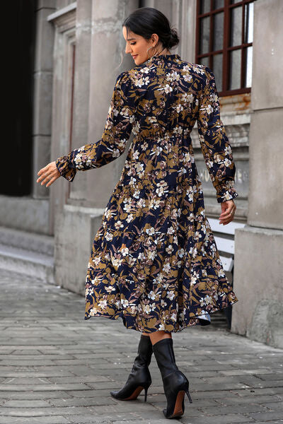 Floral Flounce Sleeve Tiered Dress Shop One Place