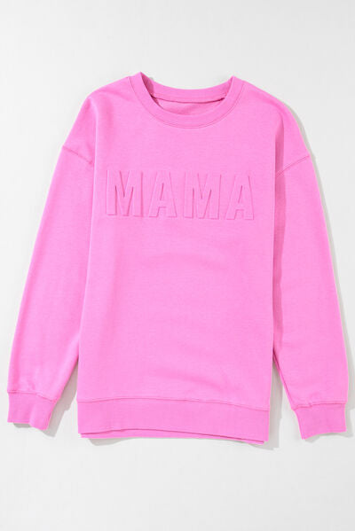 MAMA Round Neck Dropped Shoulder Sweatshirt Shop One Place