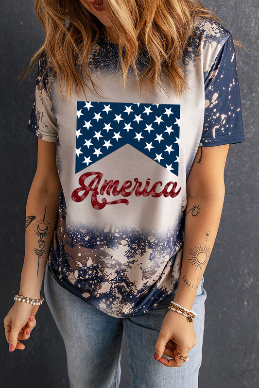 AMERICA Round Neck Short Sleeve T-Shirt Shop One Place