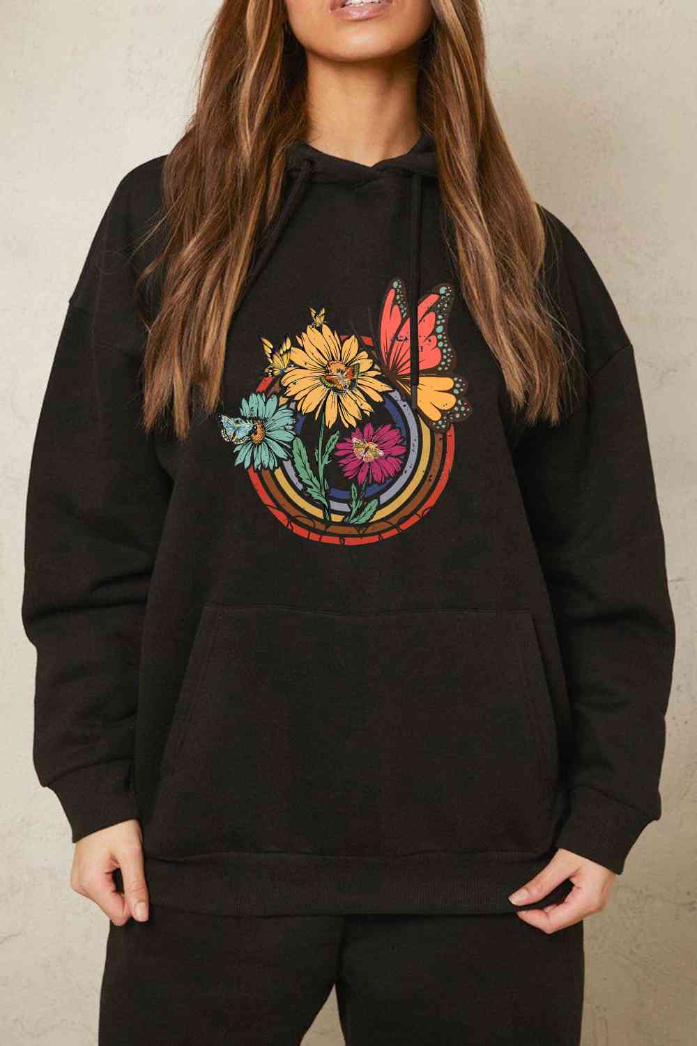 Simply Love Simply Love Full Size Butterfly and Flower Graphic Hoodie Shop One Place