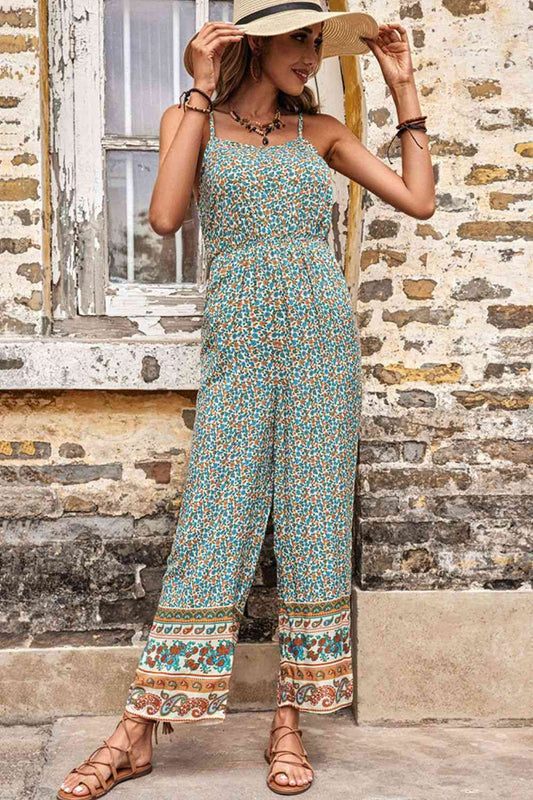 Bohemian Spaghetti Strap Low Back Jumpsuit Shop One Place