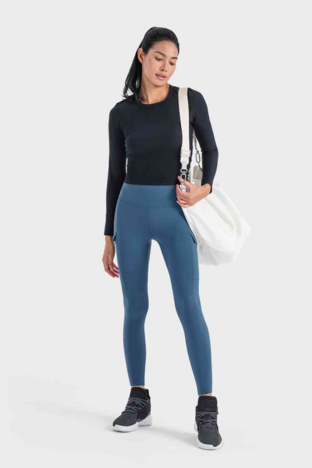 Round Neck Long Sleeve Sports Top Shop One Place