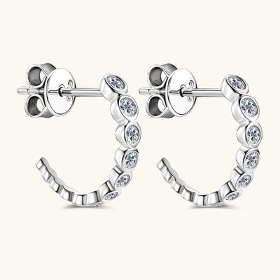Inlaid Moissanite 925 Sterling Silver C-Hoop Earrings Shop One Place