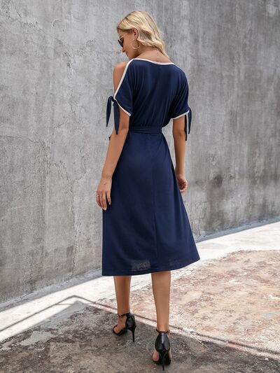 Round Neck Cold Shoulder Dress Shop One Place