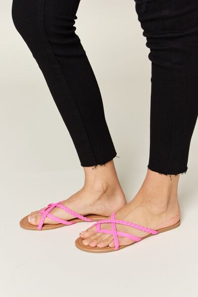 WILD DIVA Crisscross PU Leather Open Toe Sandals Shop One Place