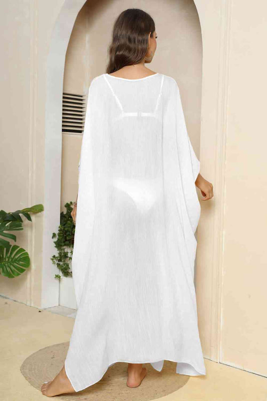 V-Neck Three-Quarter Sleeve Cover-Up Shop One Place