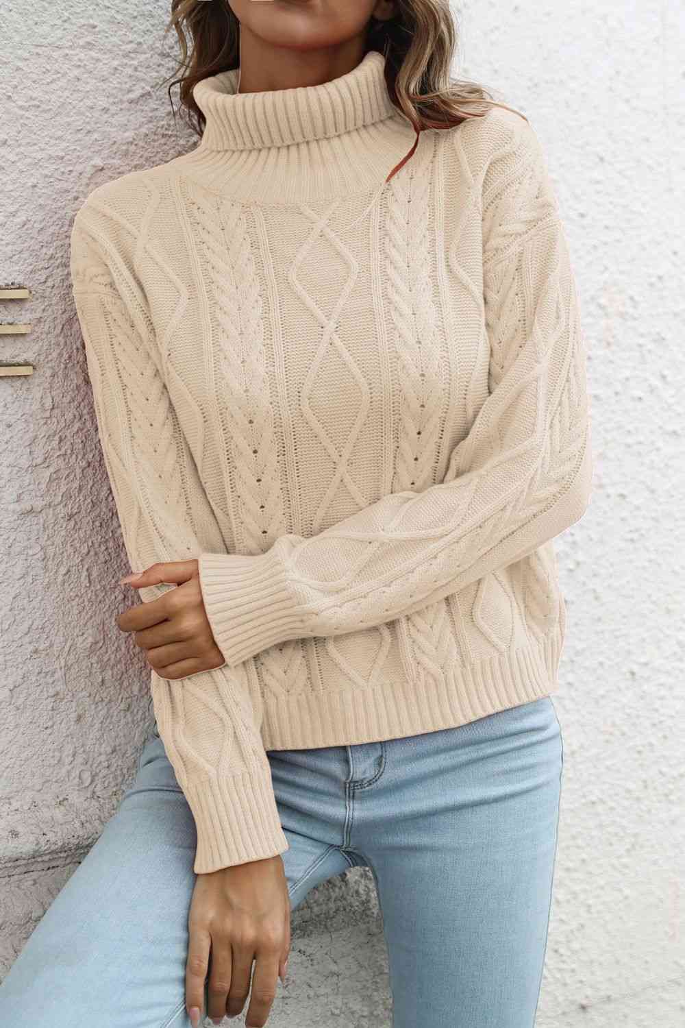 Turtleneck Long Sleeve Sweater Shop One Place