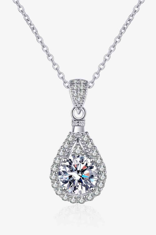 2 Carat Moissanite Teardrop Pendant 925 Sterling Silver Necklace Shop One Place