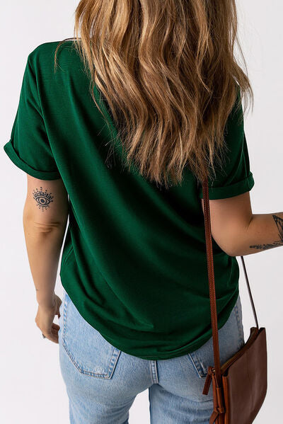 LUCKY Round Neck Short Sleeve T-Shirt Shop One Place