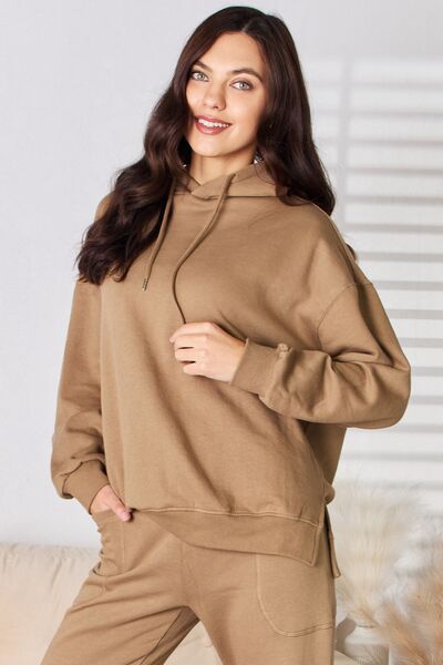 RISEN Drawstring Drop Shoulder Long Sleeve Hoodie Shop One Place