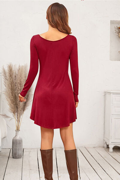 Round Neck Long Sleeve Mini Dress Shop One Place