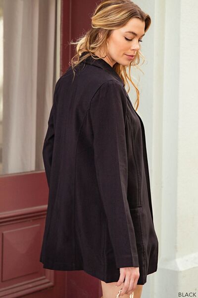 Kori America Open Front Long Sleeve Blazer Shop One Place