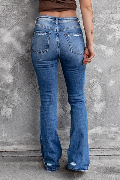 Sequin Bow Distressed Bootcut Jeans Shop One Place