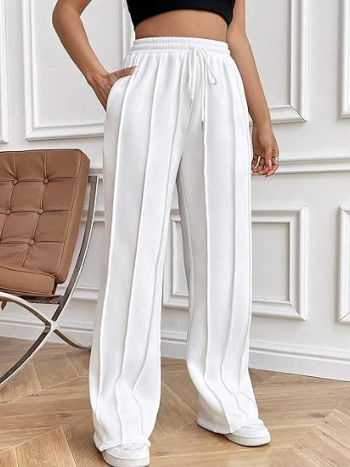 Drawstring Wide Leg Pants with Pockets  Shop One Place