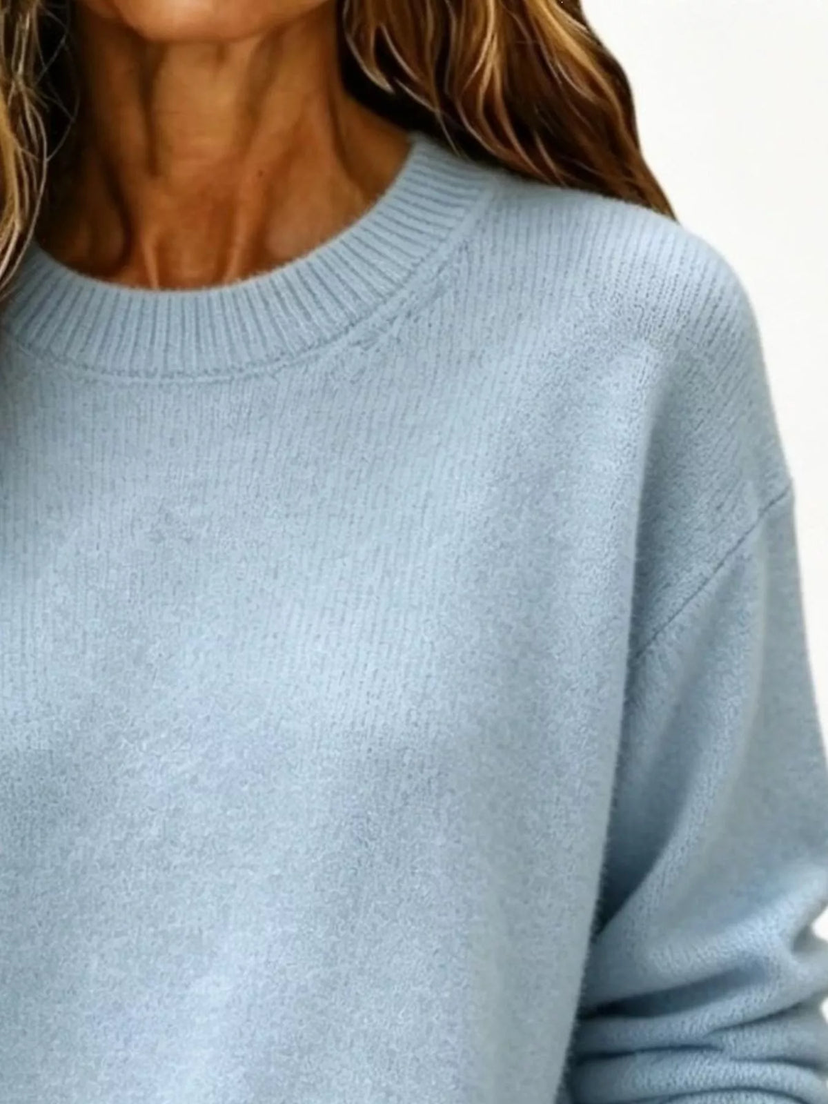 Full Size Round Neck Dropped Shoulder Sweater Plus Size  Shop One Place