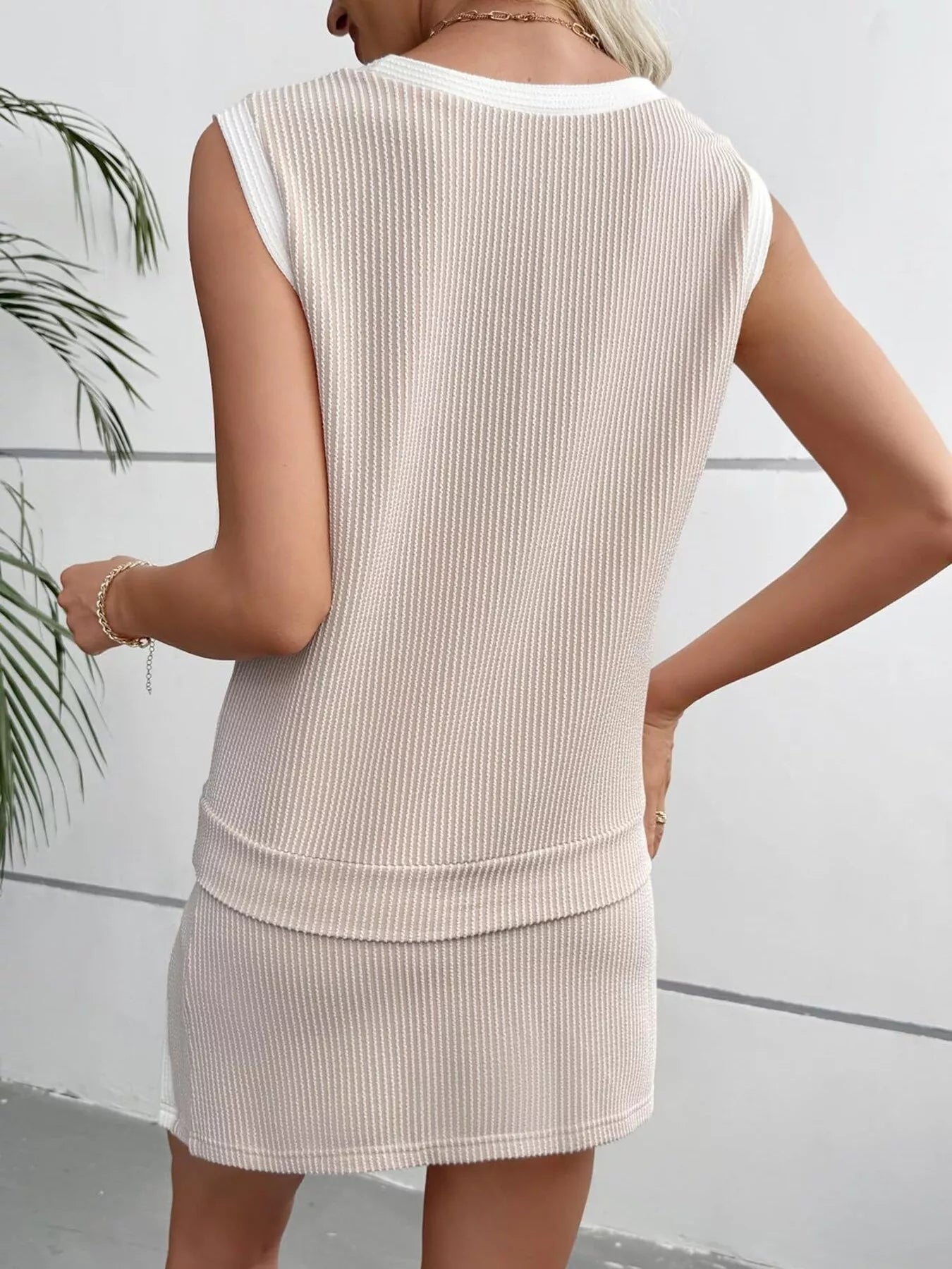 Ribbed Knit Sleeveless Top and Skort Set  Shop One Place