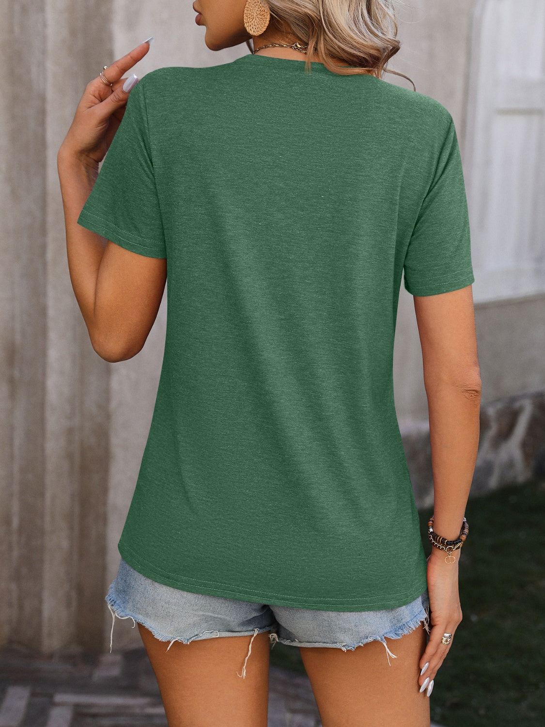 Mandy Heathered Round Neck Short Sleeve T-Shirt