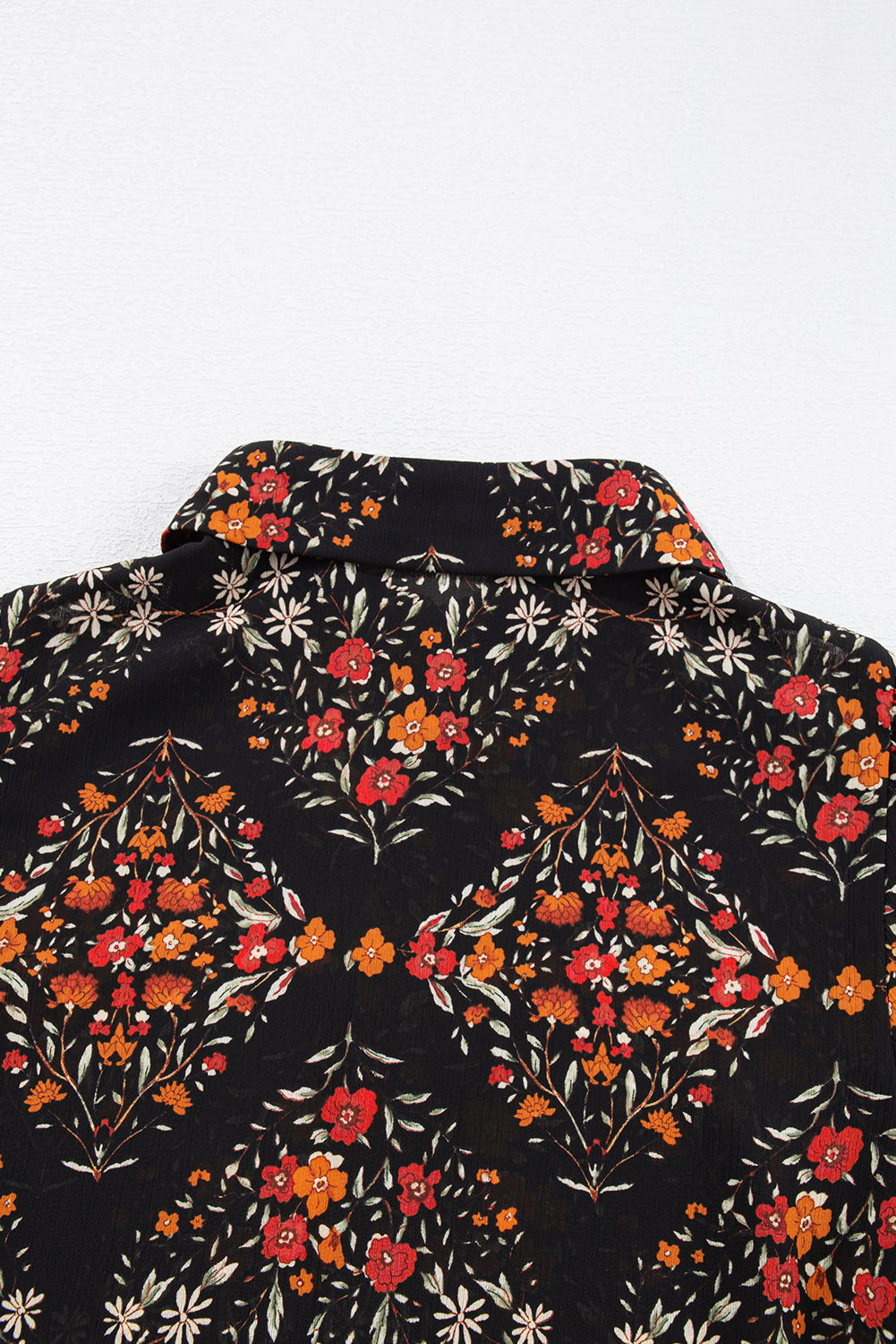 Strawberry Pink Floral Print Collared Button Up Puff Sleeve Shirt  Shop One Place