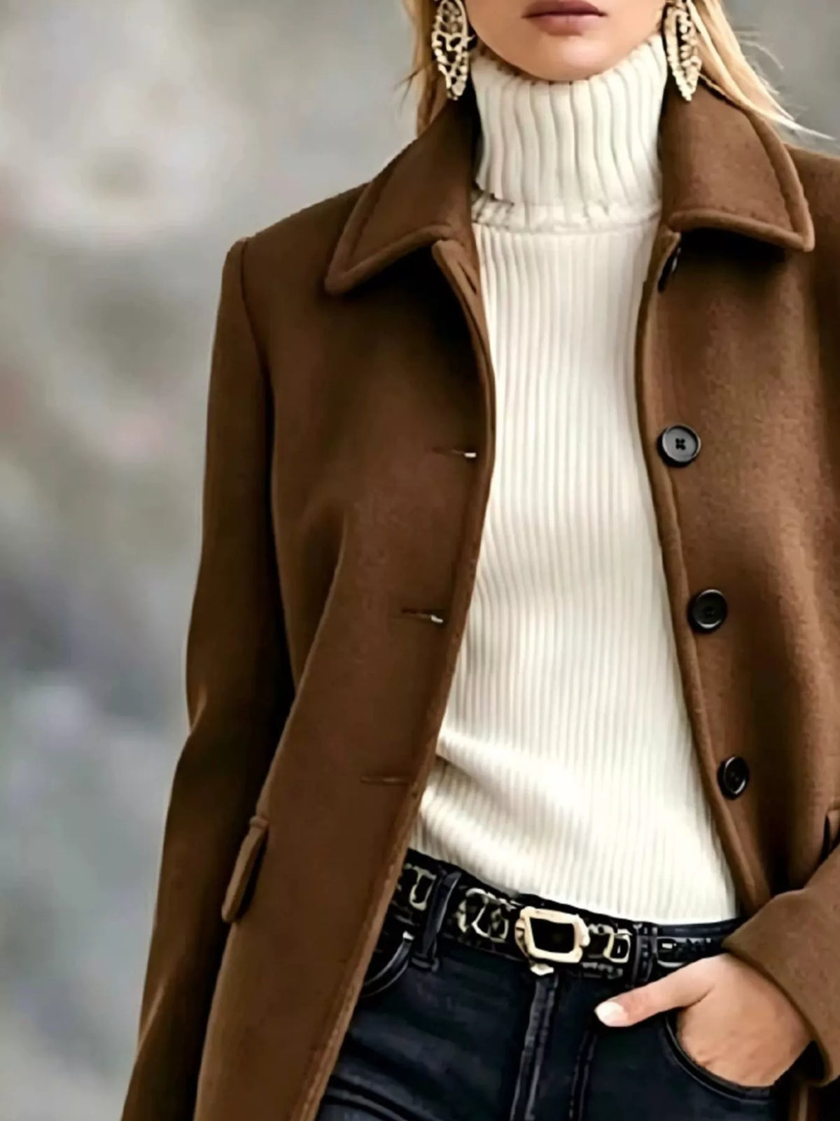 Women's Button-Up Collared Coat – view 10