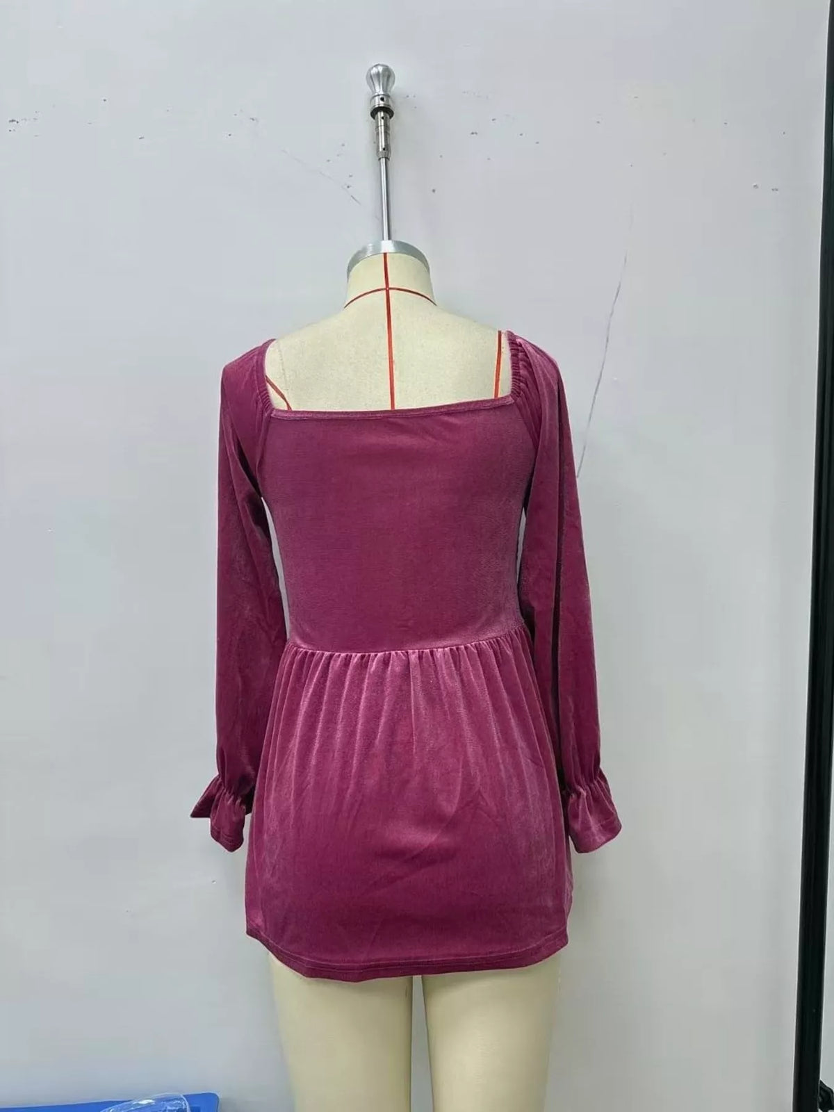 Women's Velvet Smocked Peplum Blouse – view 6