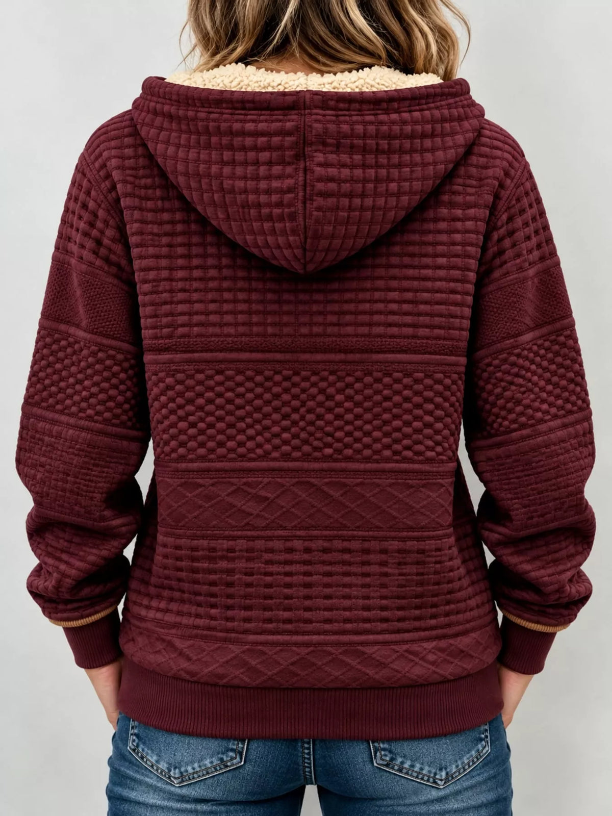Women's Half-Zip Textured Hoodie with Pockets – view 7