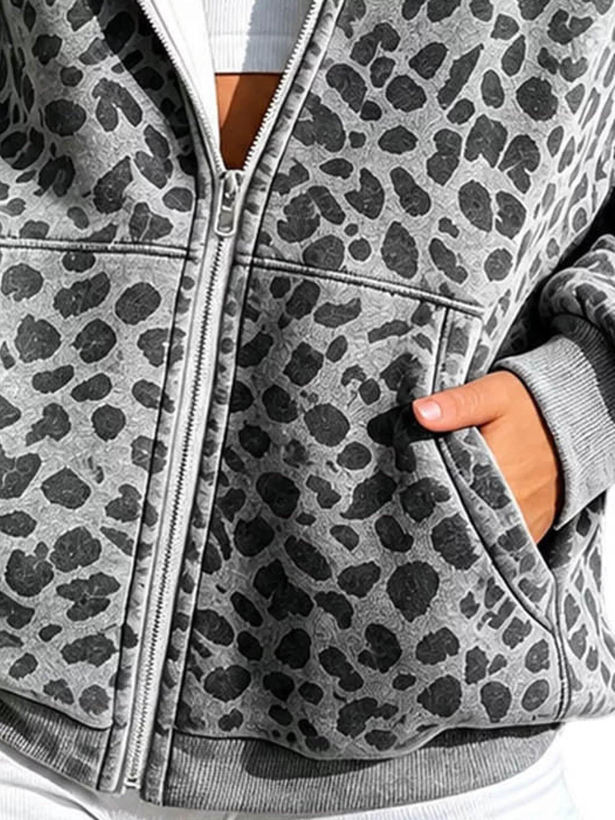 Women's Leopard Print Zip-Up Hoodie – view 7