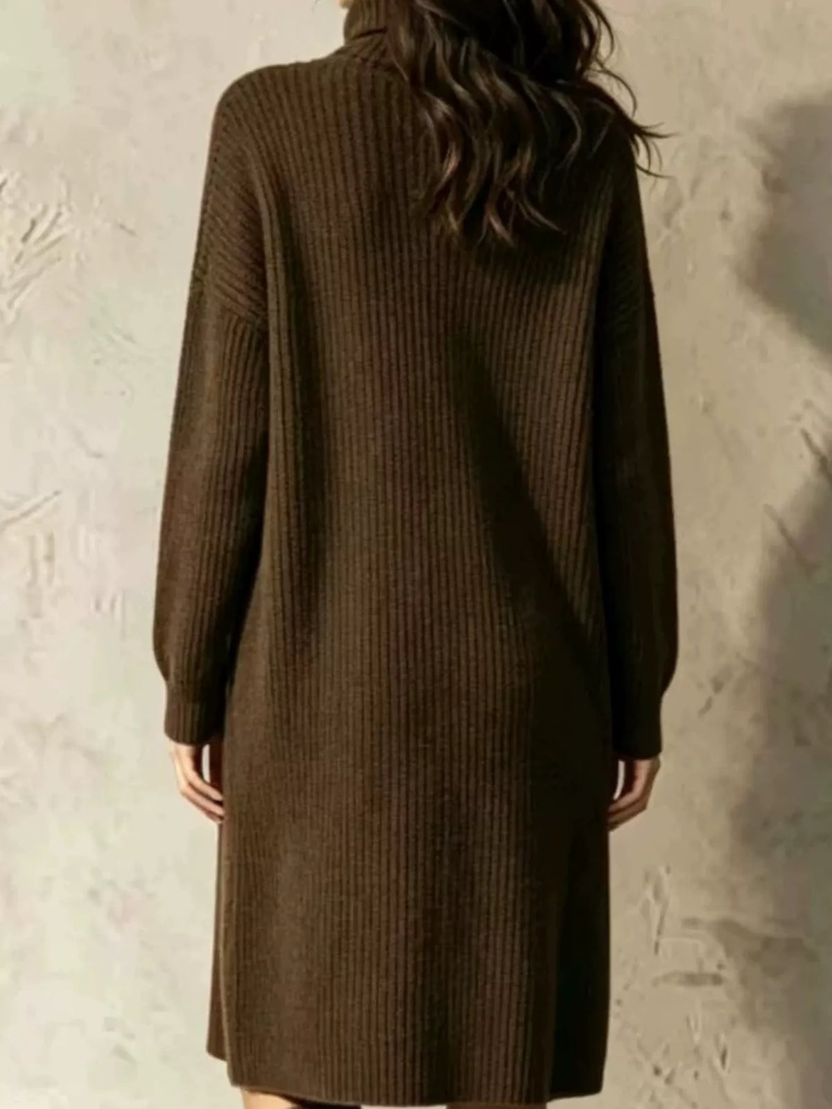 Women's Ribbed Turtleneck Longline Cardigan – view 5