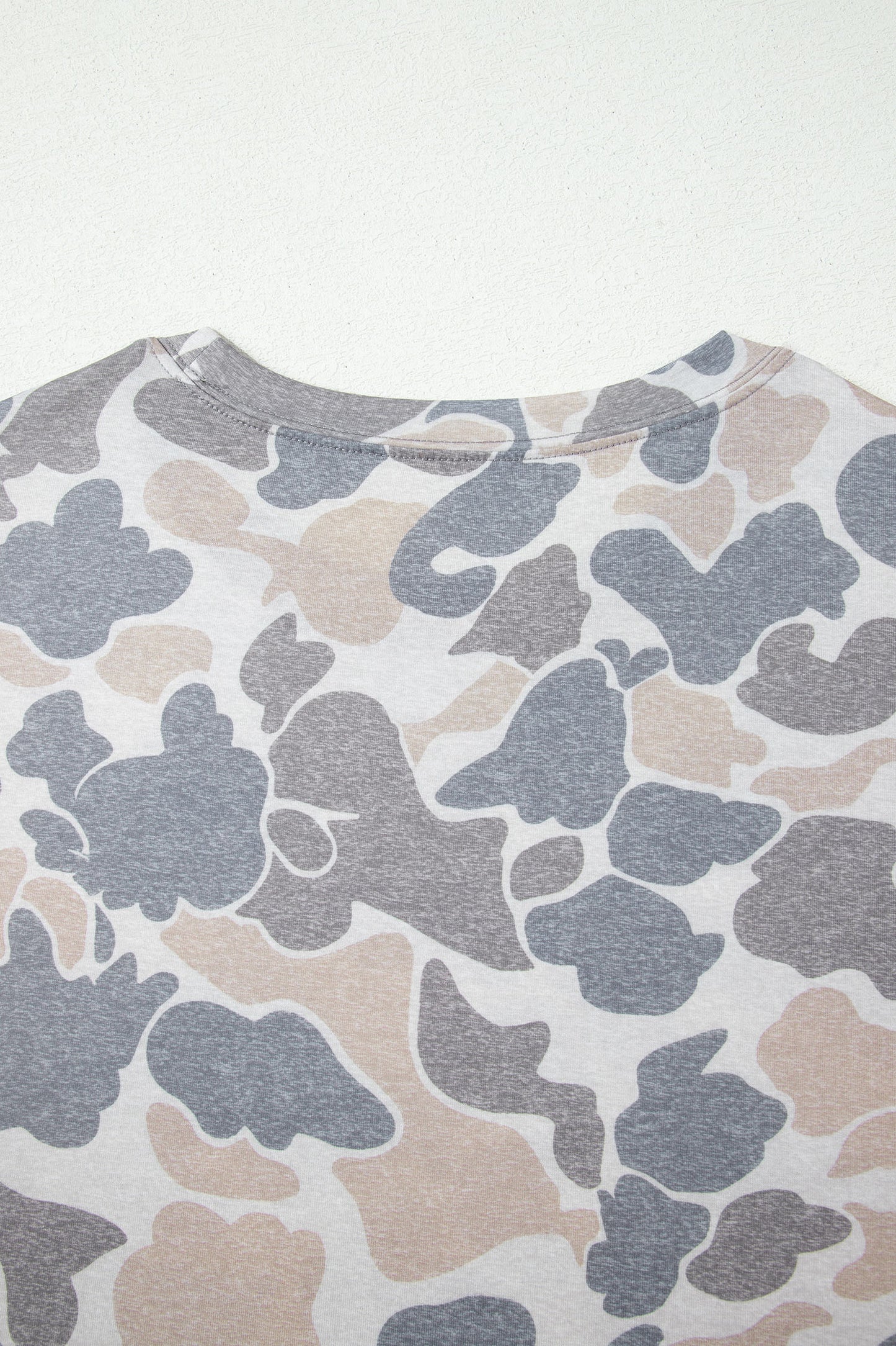Multicolour Retro Camouflage Print Womens Casual T Shirt  Shop One Place