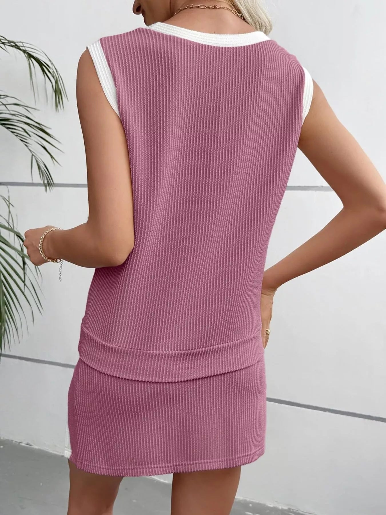 Ribbed Knit Sleeveless Top and Skort Set  Shop One Place