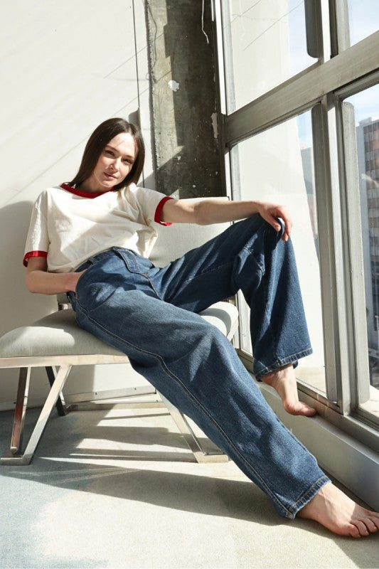 AT2068PZM - RELAXED HIGH RISE PALAZZO JEANS  Shop One Place
