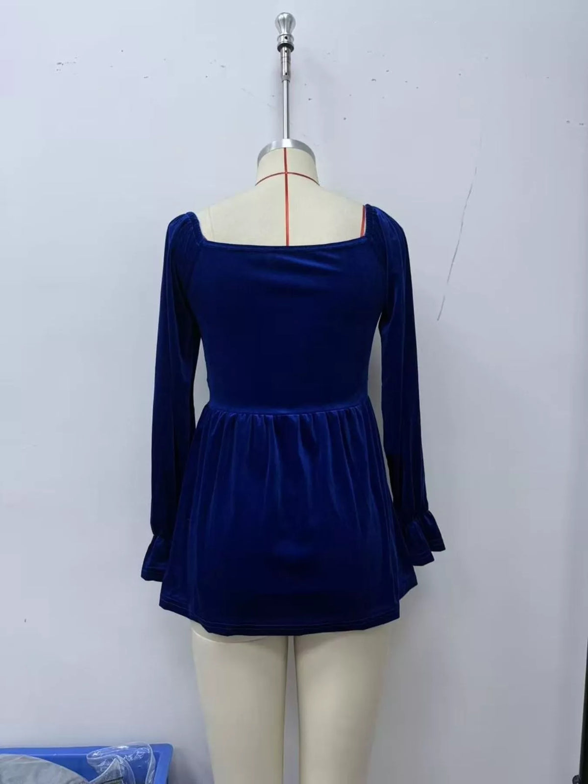 Women's Velvet Smocked Peplum Blouse – view 12