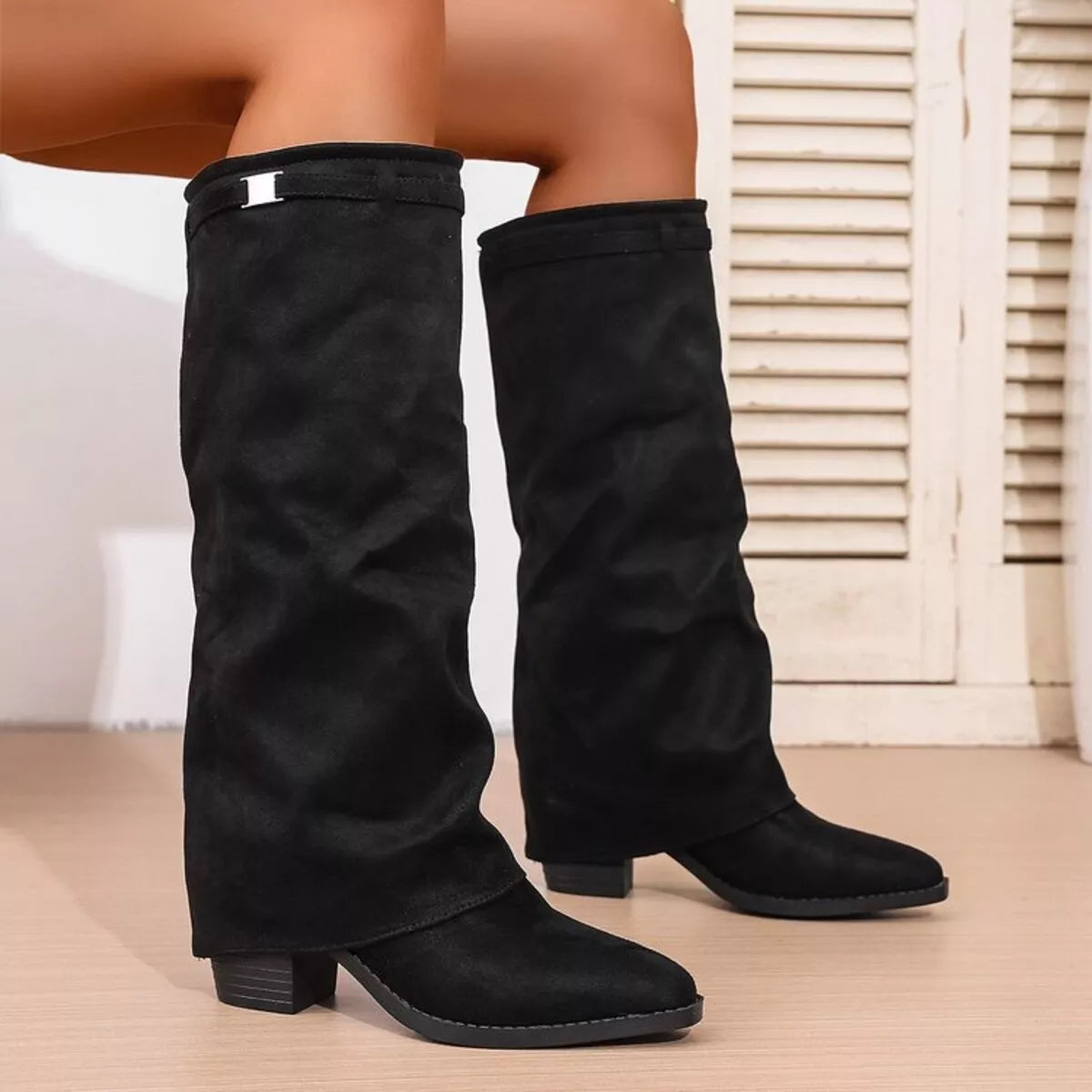 Point Toe Block Heels Boots  Shop One Place