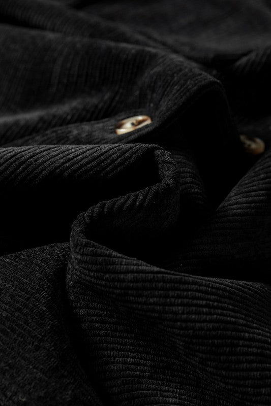 Solid Corduroy Button-Up Pocketed Shacket  Shop One Place