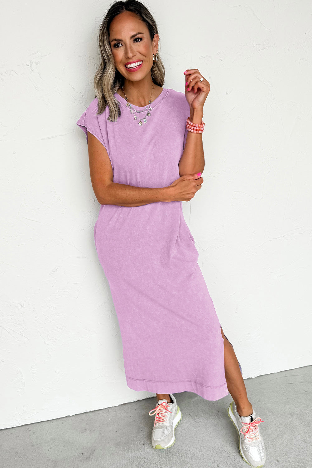 Clearly Aqua Mineral Wash Pocketed T-shirt Dress  Shop One Place
