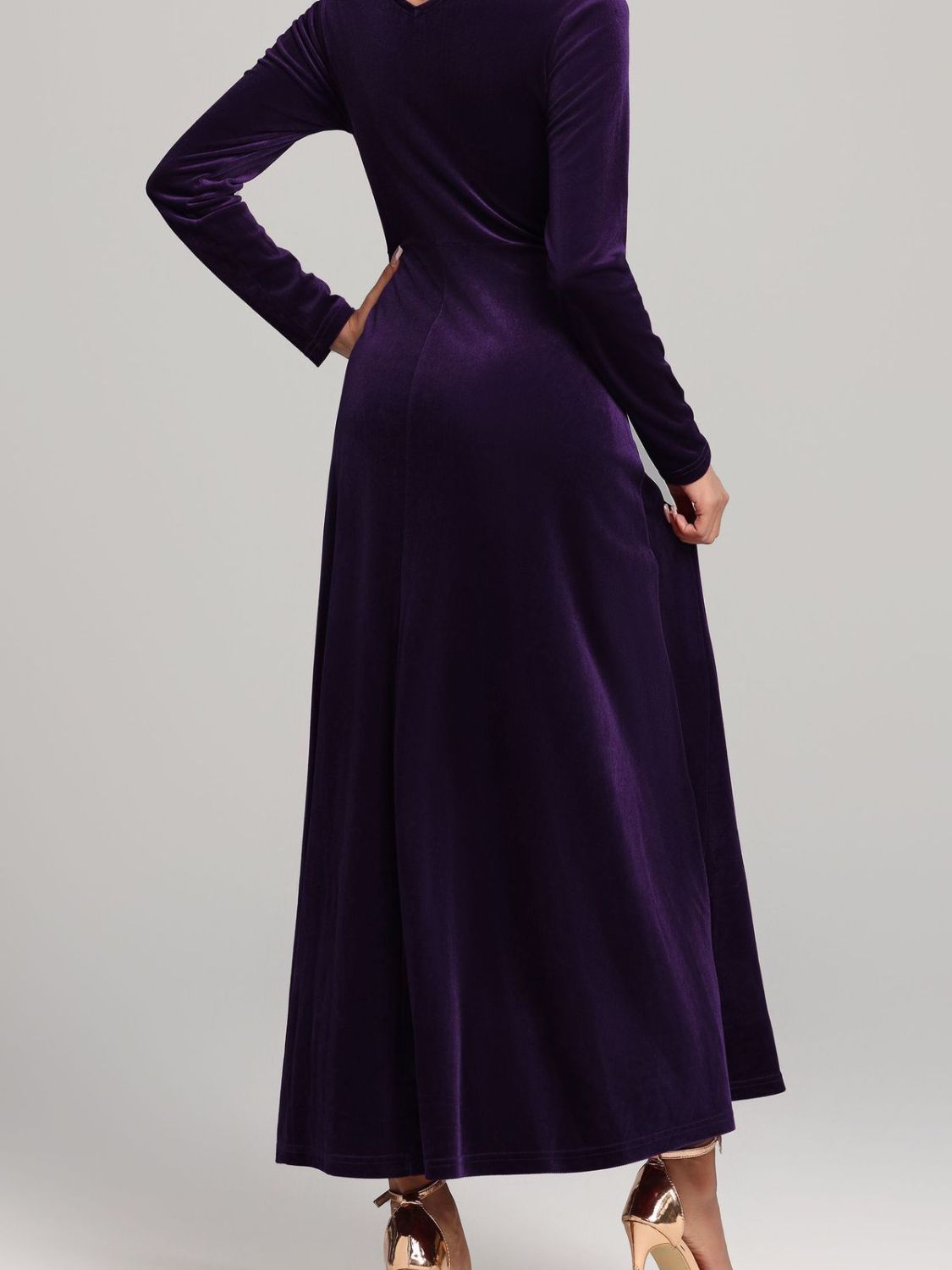 Square Neck Long Sleeve Velvet Dress  Shop One Place