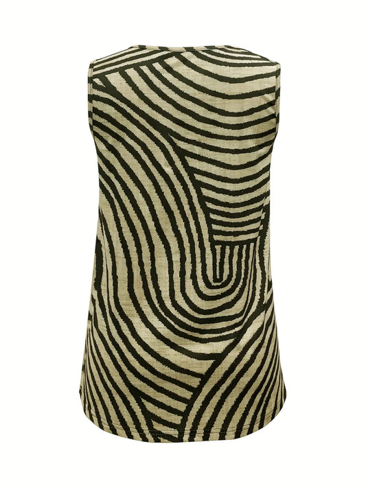 Sleeveless Zebra Print Button-Up Tank Top  Shop One Place