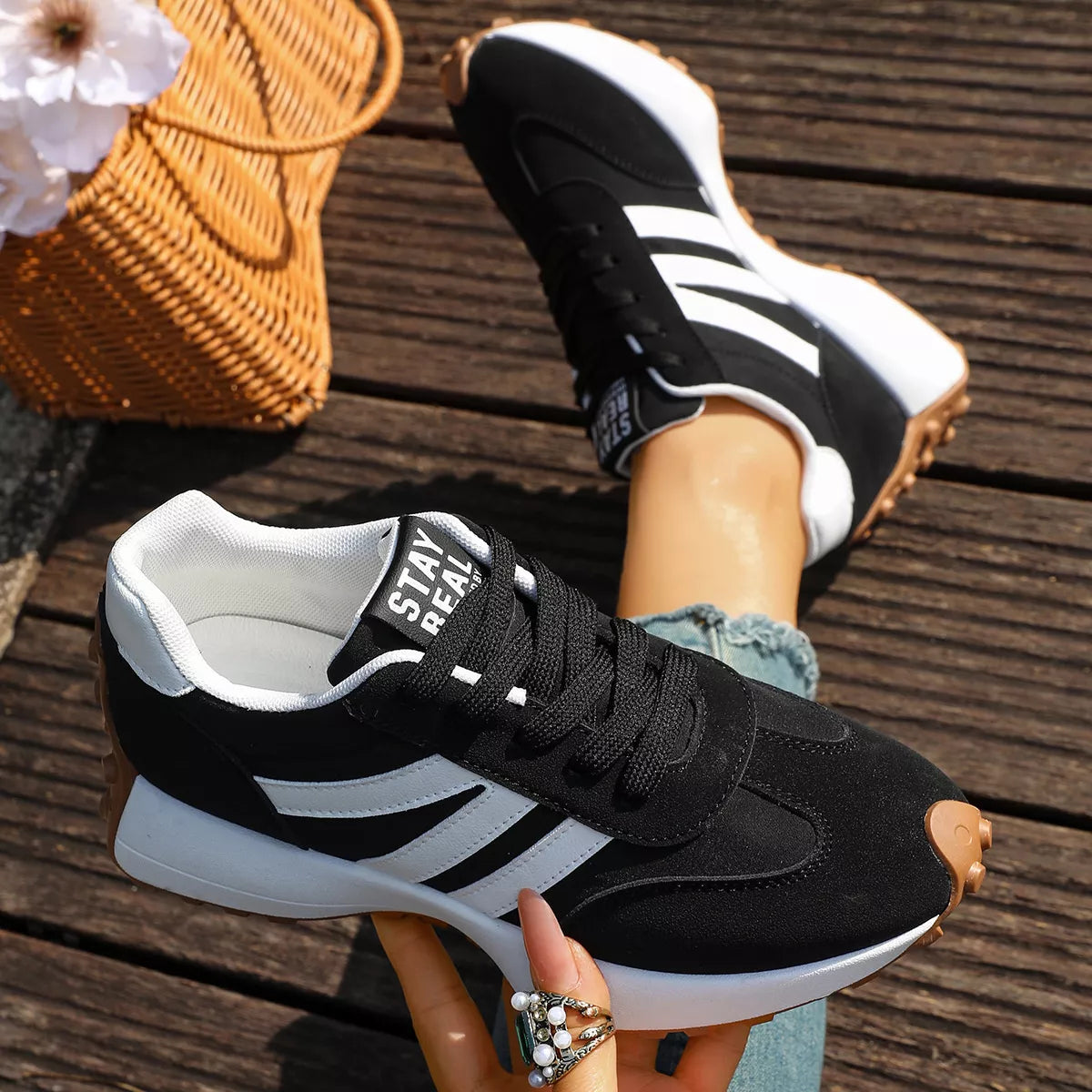 Round Toe Lace Up Sneakers  Shop One Place