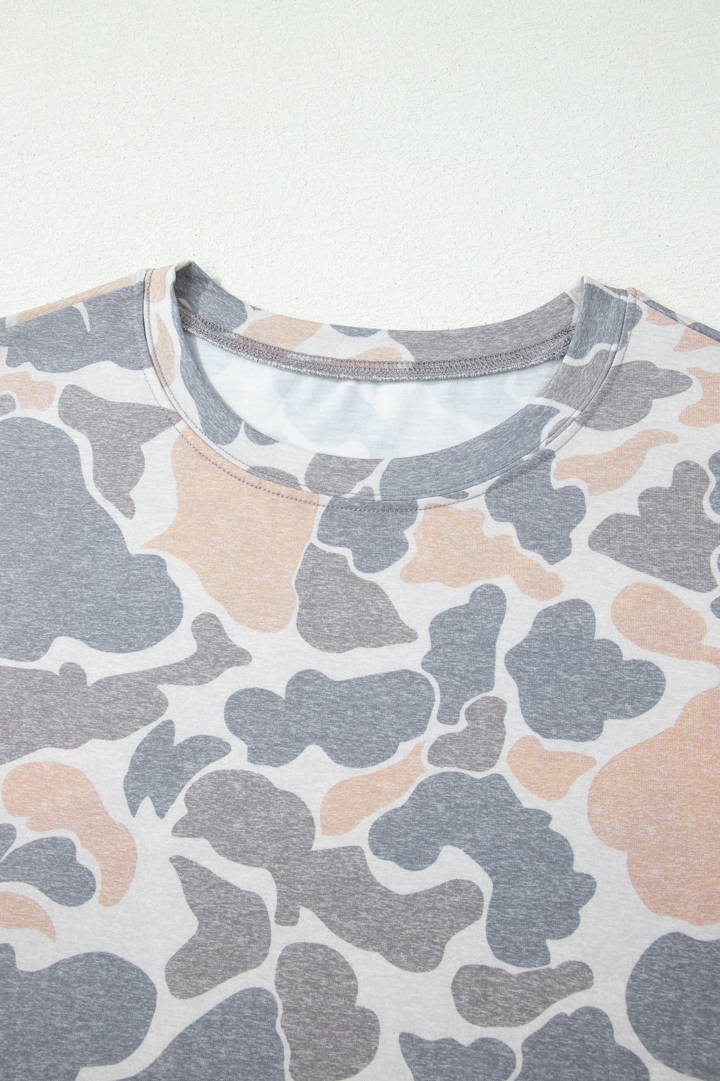 Multicolour Retro Camouflage Print Womens Casual T Shirt  Shop One Place
