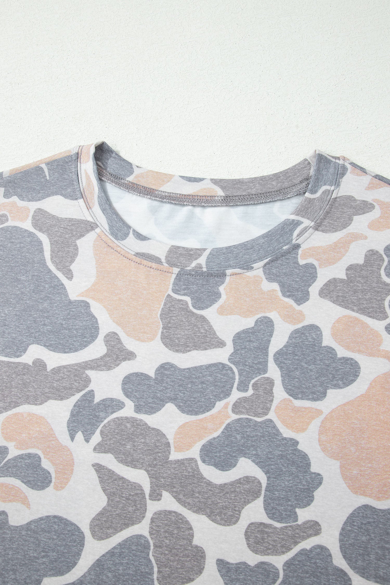 Multicolour Retro Camouflage Print Womens Casual T Shirt  Shop One Place
