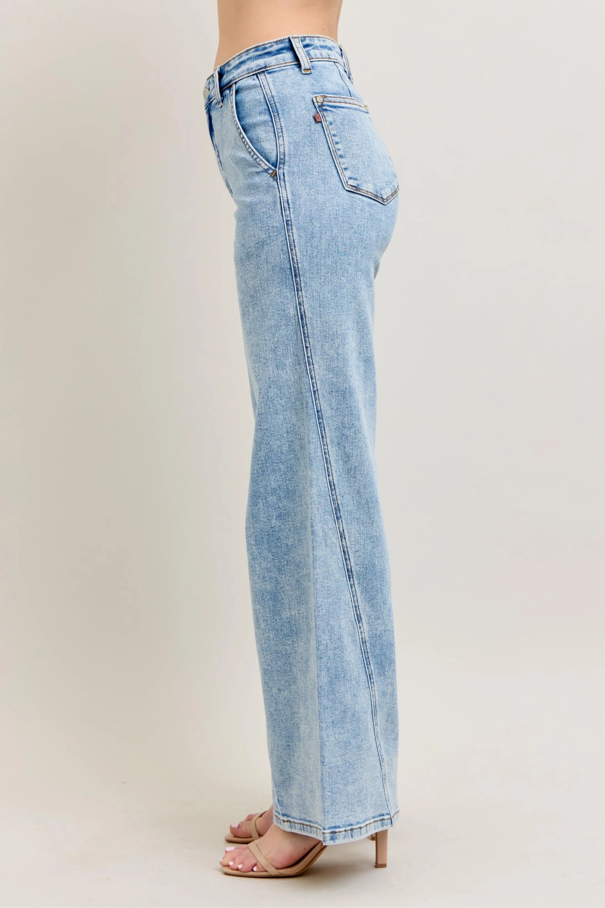 Judy Blue Full Size High Waist Wide Leg Jeans with Skewed Inseam Plus Size  Shop One Place
