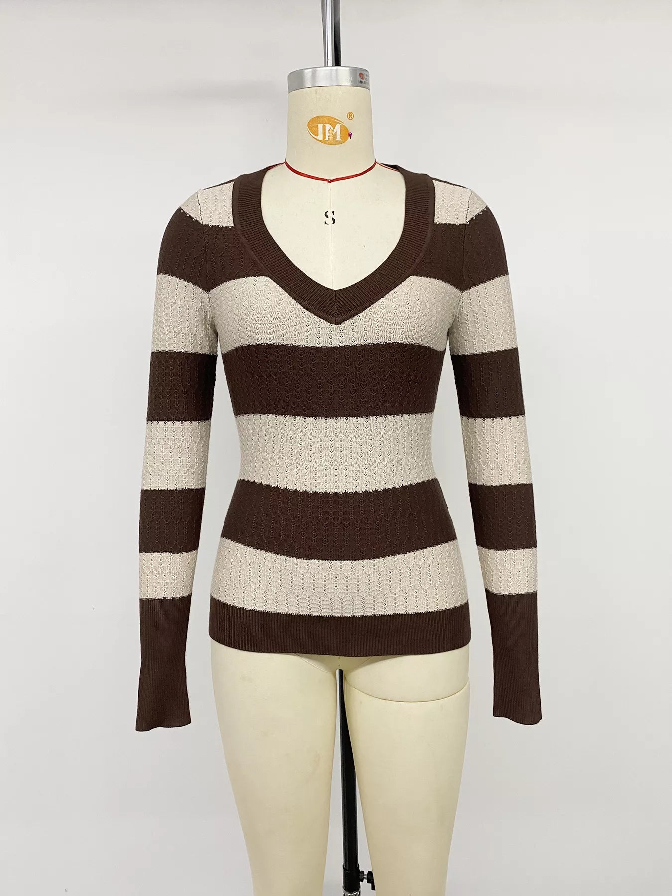 Striped V-Neck Knit Top  Shop One Place