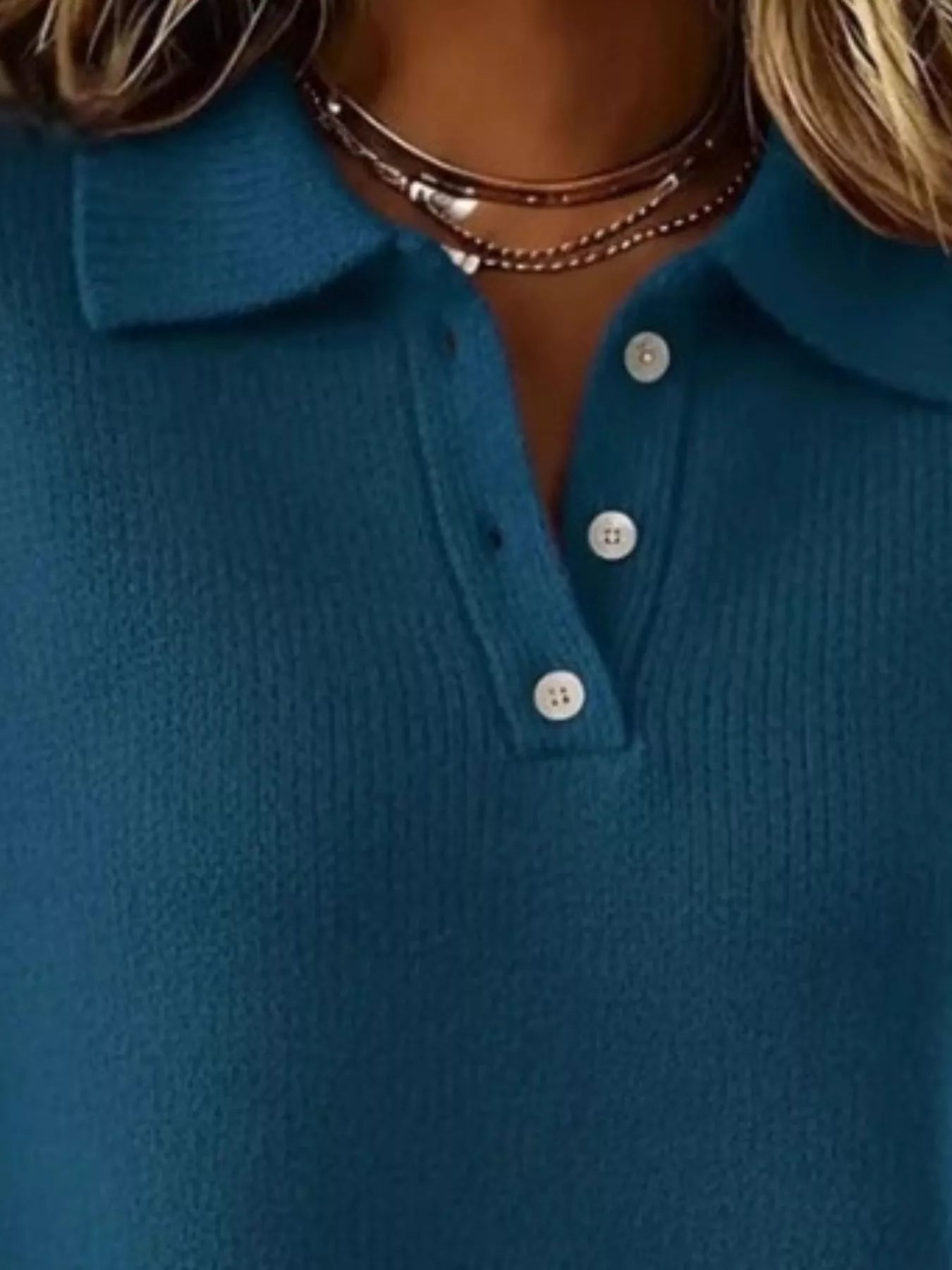 Full Size Button Detail Dropped Shoulder Sweater Plus Size  Shop One Place