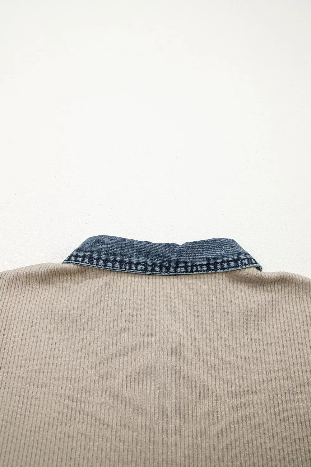 Casual Ribbed Knit Denim Trim Mini Dress  Shop One Place
