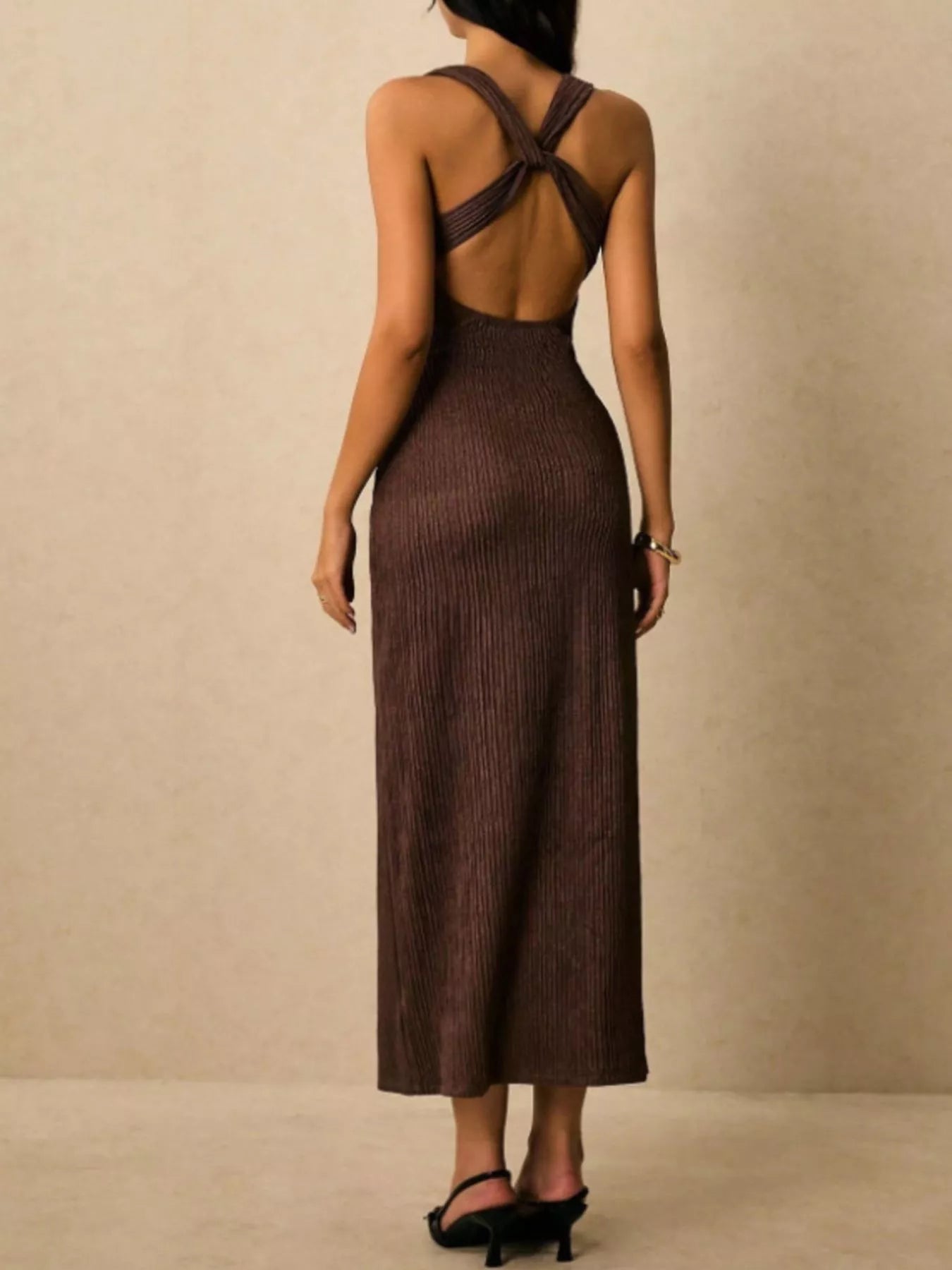 Sleeveless Ribbed Knit Midi Dress  Shop One Place