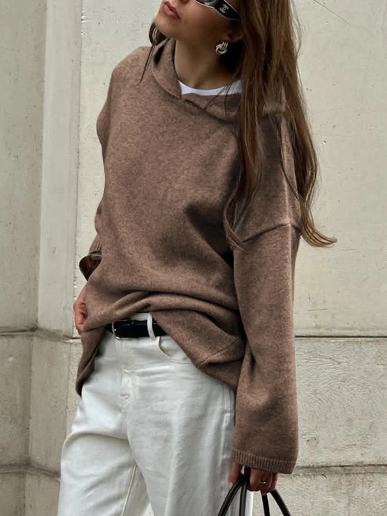 Oversized Long Sleeve Hooded Sweater  Shop One Place
