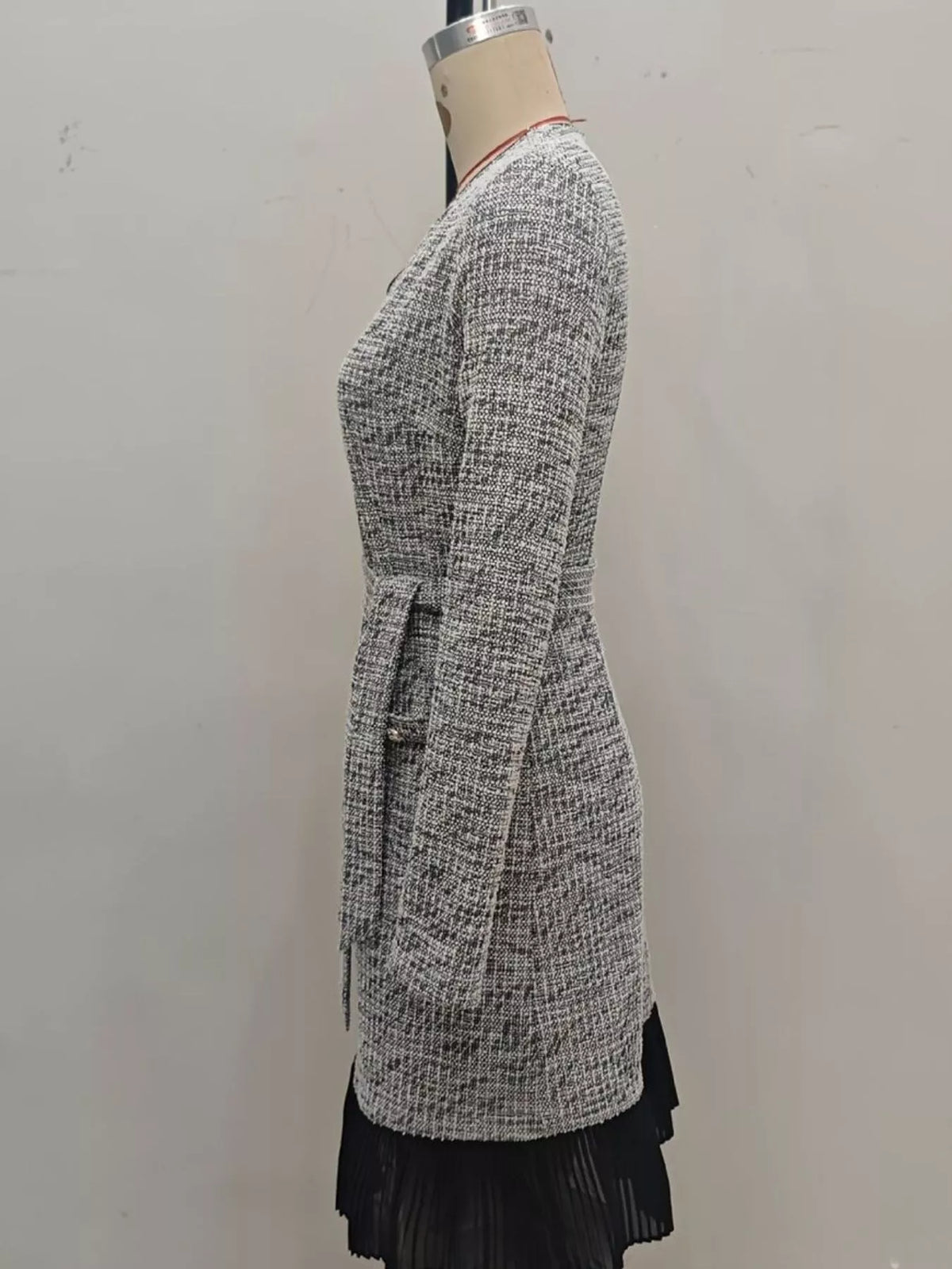 Elegant Long Sleeve Belted Shift Dress with Ruffled Hem  Shop One Place